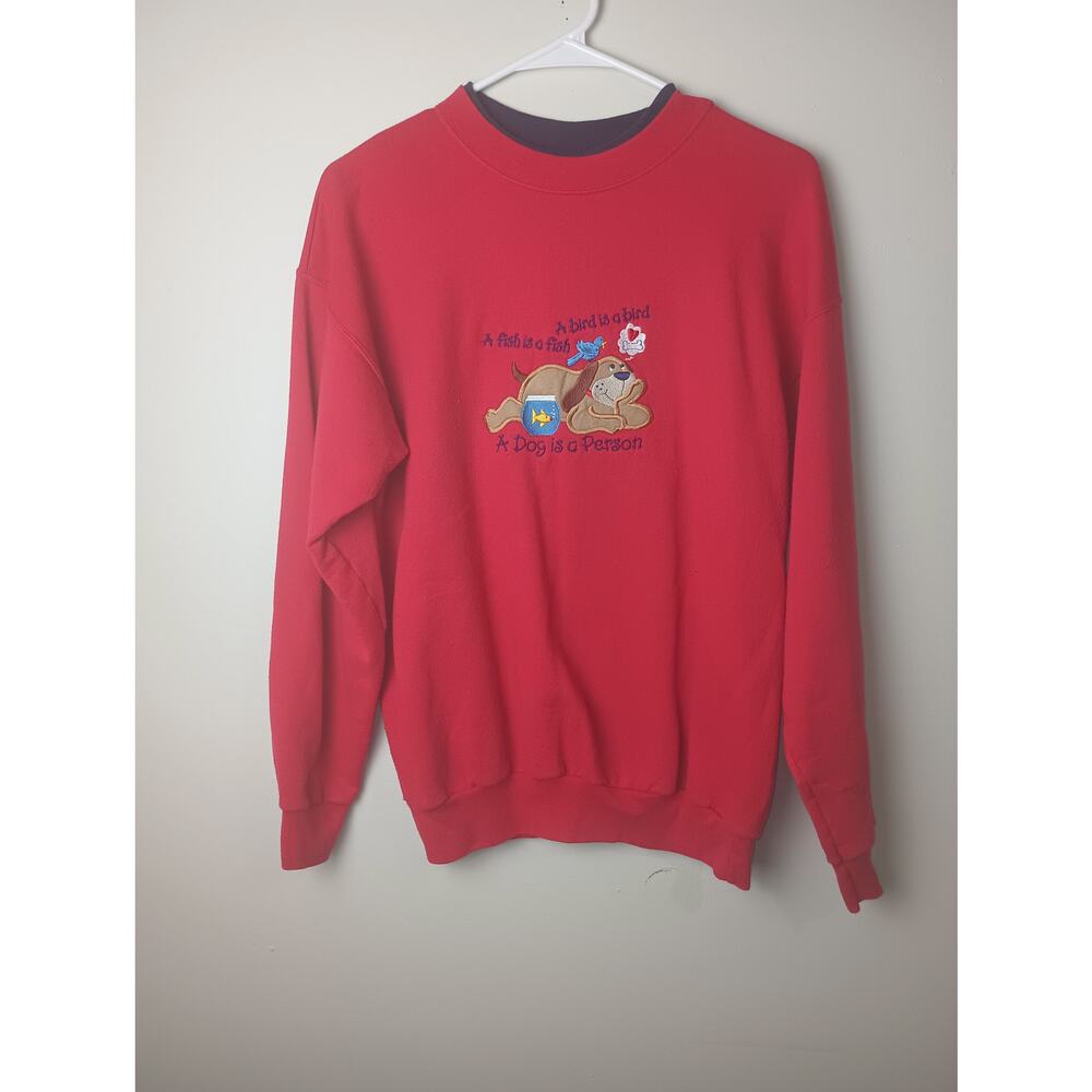 Vintage MCcc Sportswear‎ Red A Dog is A Person Sweatshirt Women Size Medium